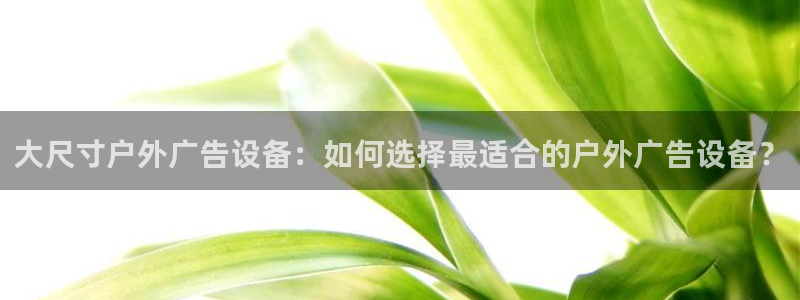 杏宇平台登陆：大尺寸户外广告设备：如何选